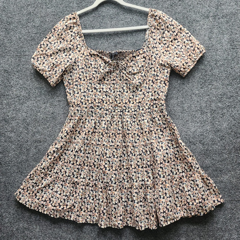 PAIGE Floralโ Puff Sleeve Smocked Babydoll Mini Dress Cottagecore Women's L